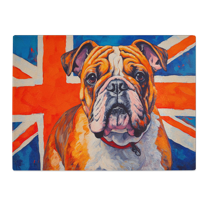 British Bulldog Colour Field  Glass Chopping Board