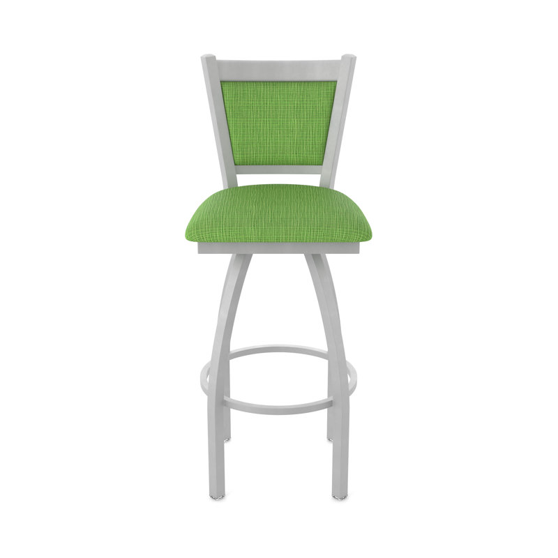 Tabouret pivotant Hadleigh, Tissu - perroquet graphique, Nickel anodisé, Tabouret de bar (siège d’une hauteur de 30 po)