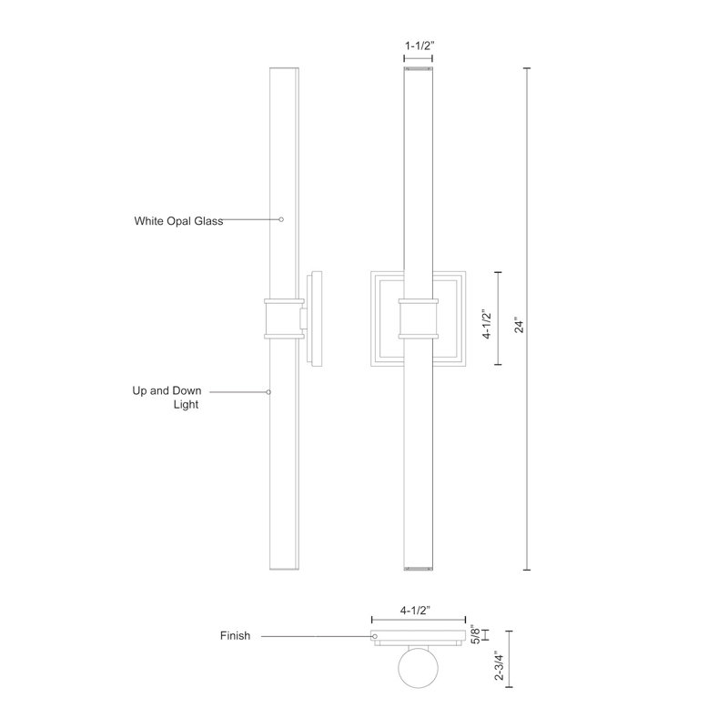 Rona Gold LED Vanity Light with Dimmable Opal Glass Tubes