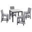Ensemble de table de salle à manger 5 pièces à hauteur de comptoir avec une table de salle à manger en faux marbre et quatre chaises rembourrées en velours-1295569764