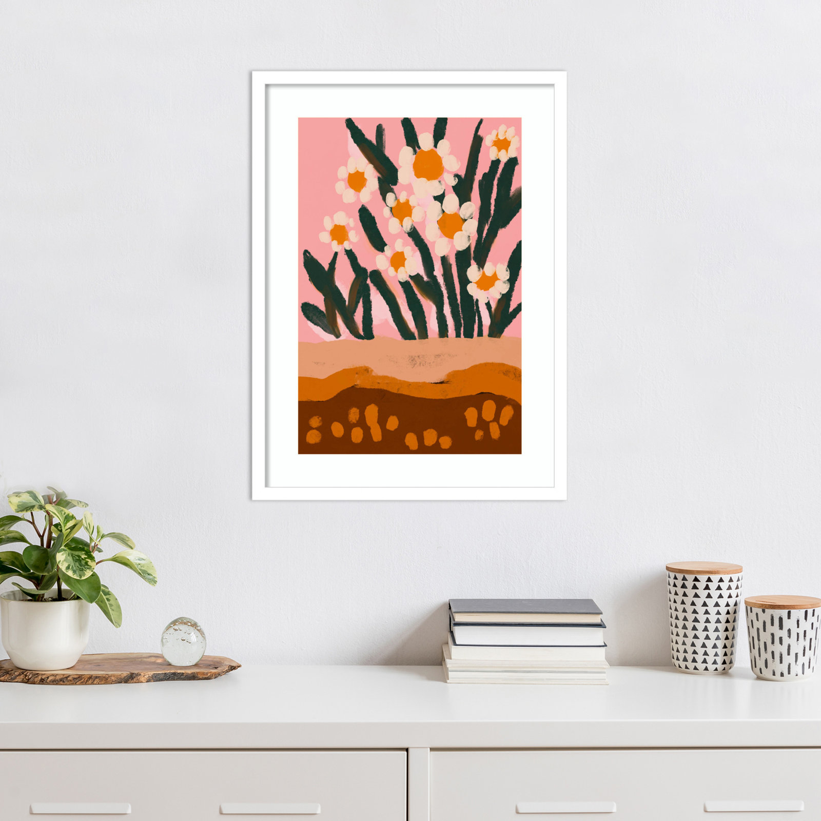 Pastel Flower Impression No 3, White, 25" H x 19" W