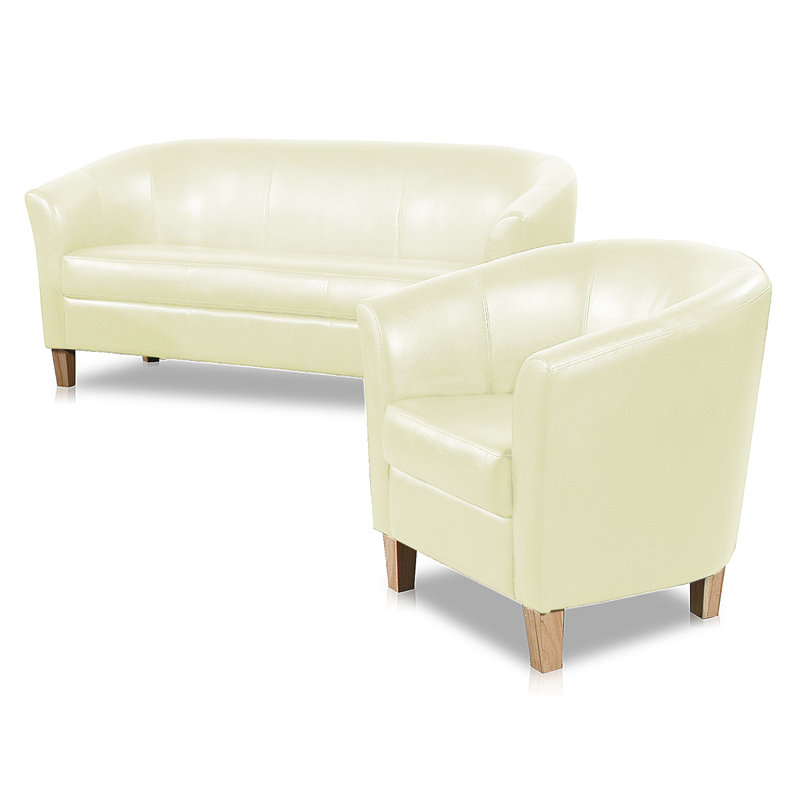 Ruth Faux Leather Sofa, Cream