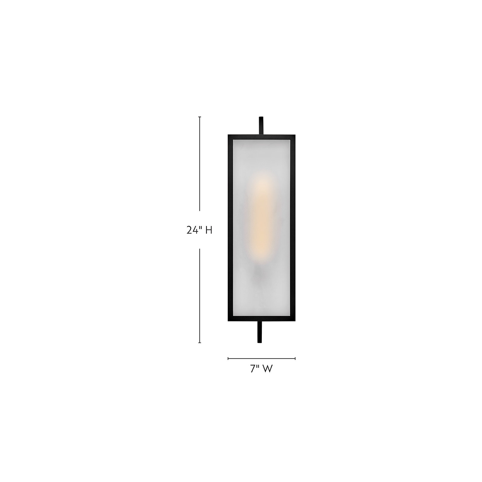 Outdoor Wall Mount Lantern with Etched Glass, 24" H x 7" W x 8" D