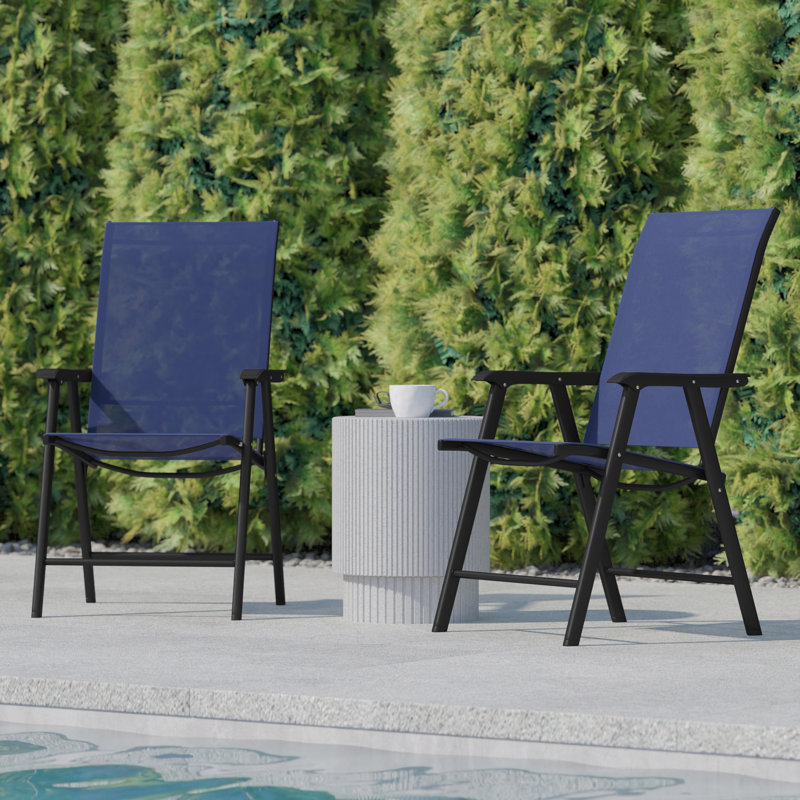 Chaise de patio pliante d'extérieur Hedgesville, Marine