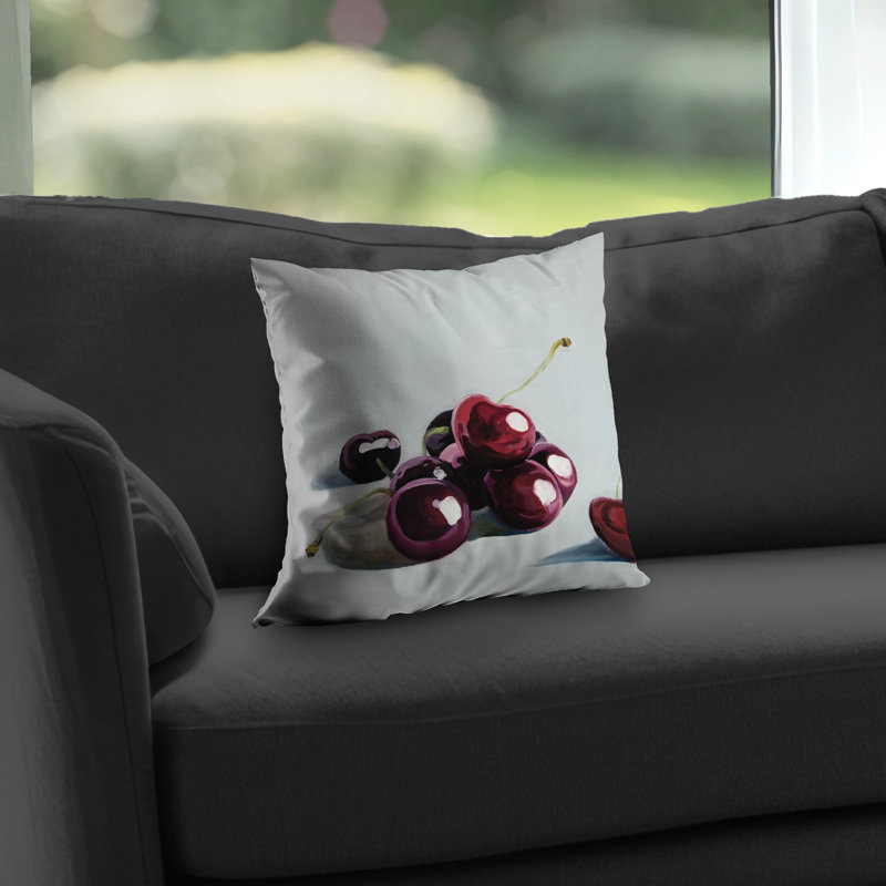 Glossy Dark Cherries - Red Kitchen – Throw Pillow Cover Only, Double-Sided Print, Insert Not Included