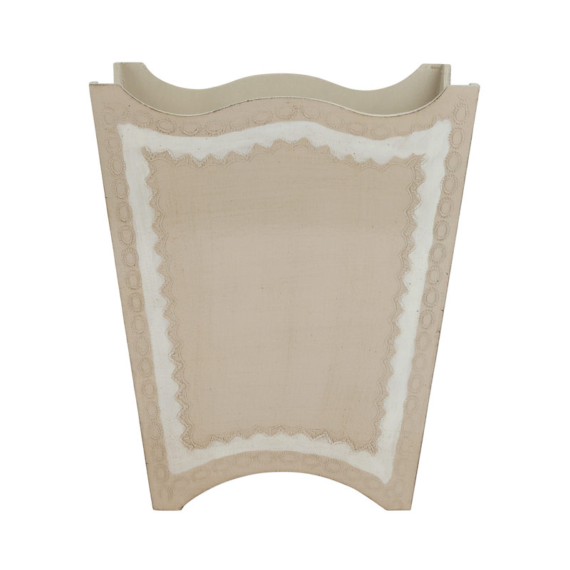 Florentine Tan Handcarved Wooden Waste Basket