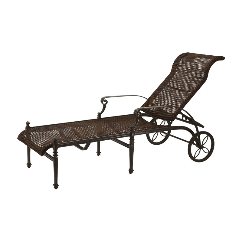 Grand Terrace Woven Chaise Lounge, Vintage, Chestnut Wicker