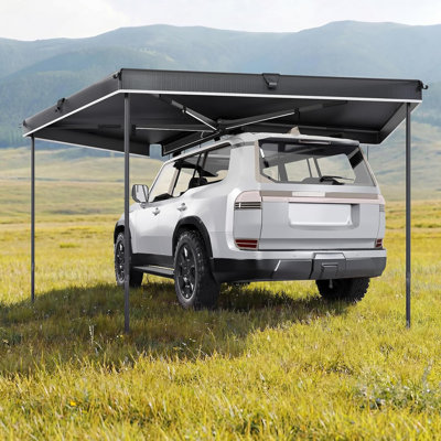 270 Degree Car Side  Awning, Vehicle Awning With Built-In Led Lights & Reflective Strips, L-Shaped