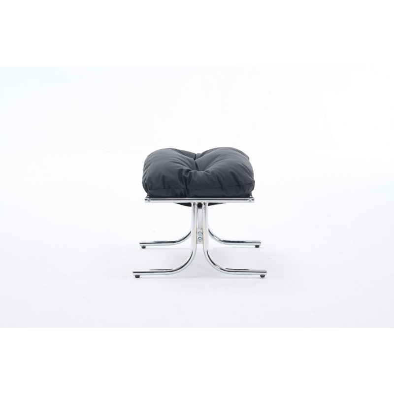 Bauhaus-Inspired Leather Footstool, Black