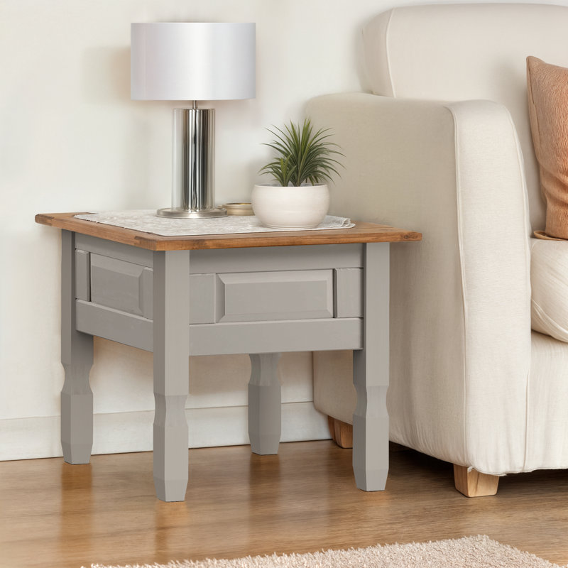 Palmea Solid Wood End Table, Grey