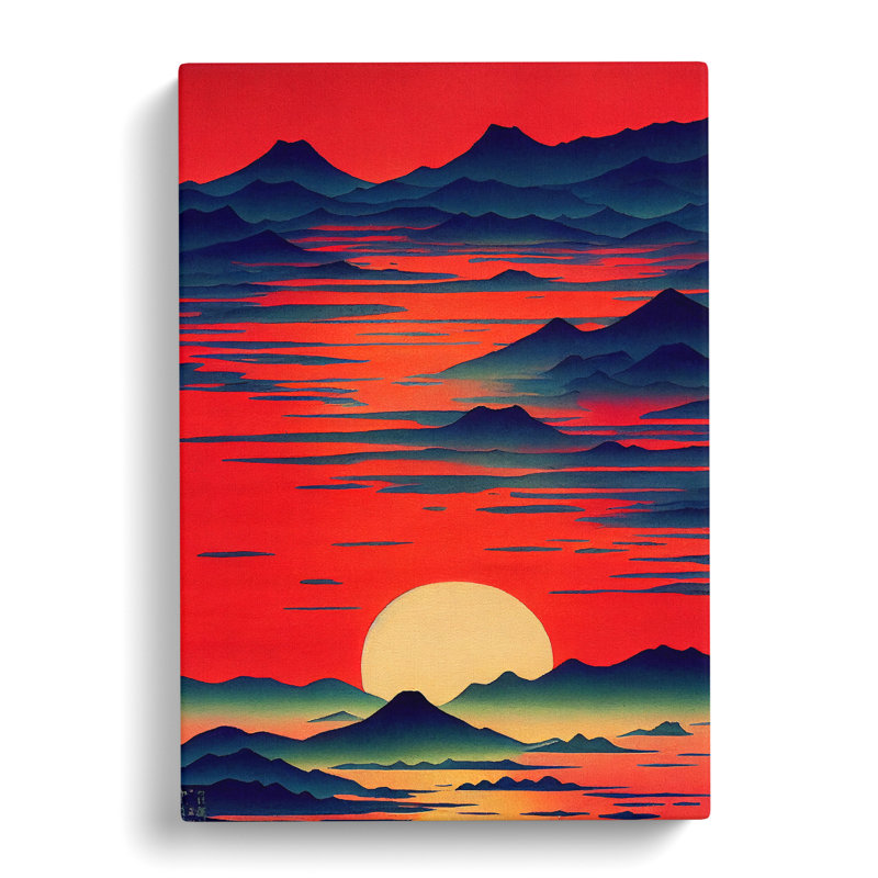 Watercolour Japanese Sunset - Wrapped Canvas, 76cm H x 50cm W x 3cm D