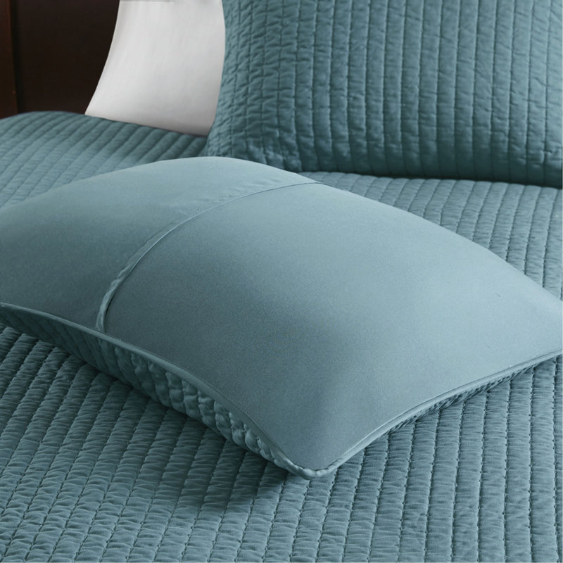 Ensemble de courtepointe 2 pièces bleu sarcelle simple / simple TG, Courtepointe simple + 2 taies décoratives, Sarcelle