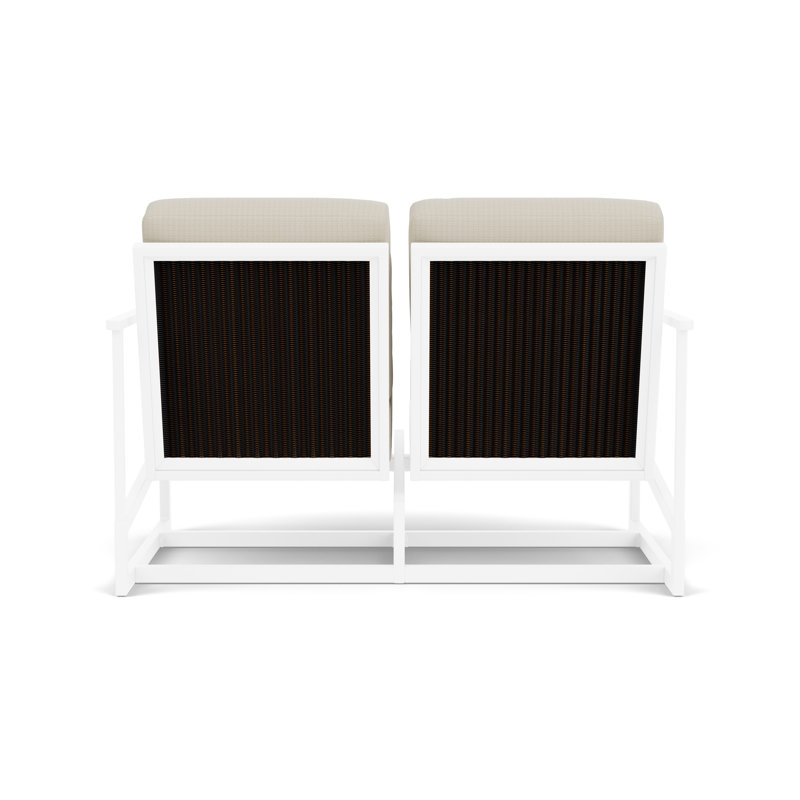 Outdoor Summit Rocker Bench with Cushions, Mink, Beach Natural, White