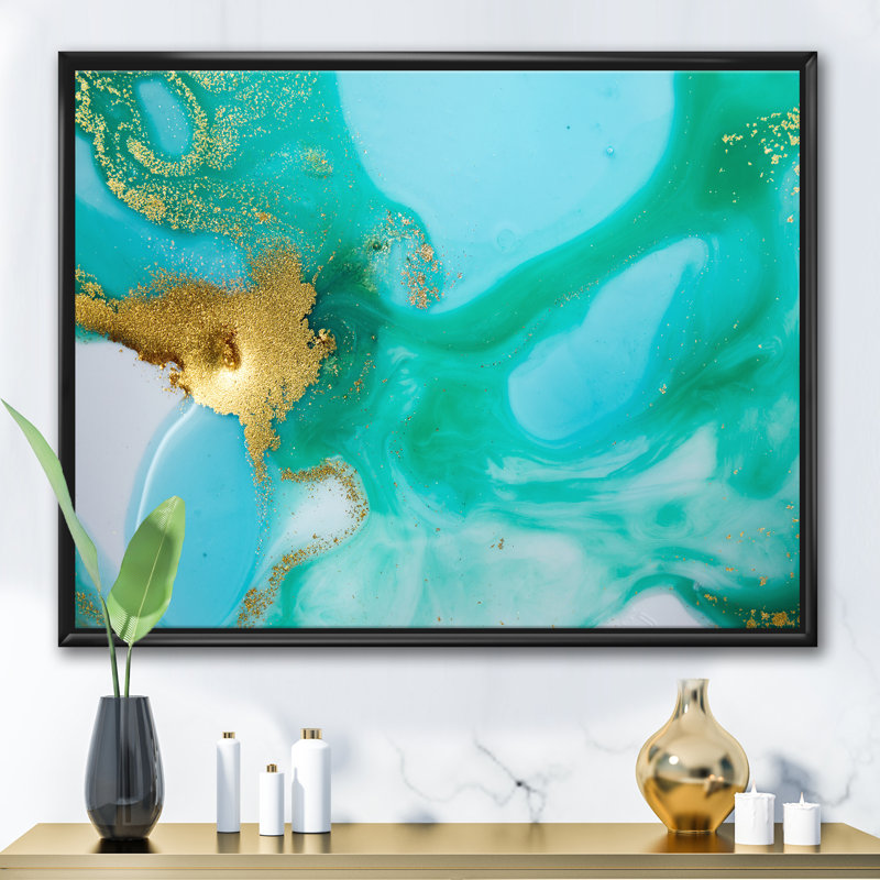 Marbré texture ondulée II - reproduction d'art sur toile, H 36 po x l 46 po x P 1,5 po, Toile avec cadre noir