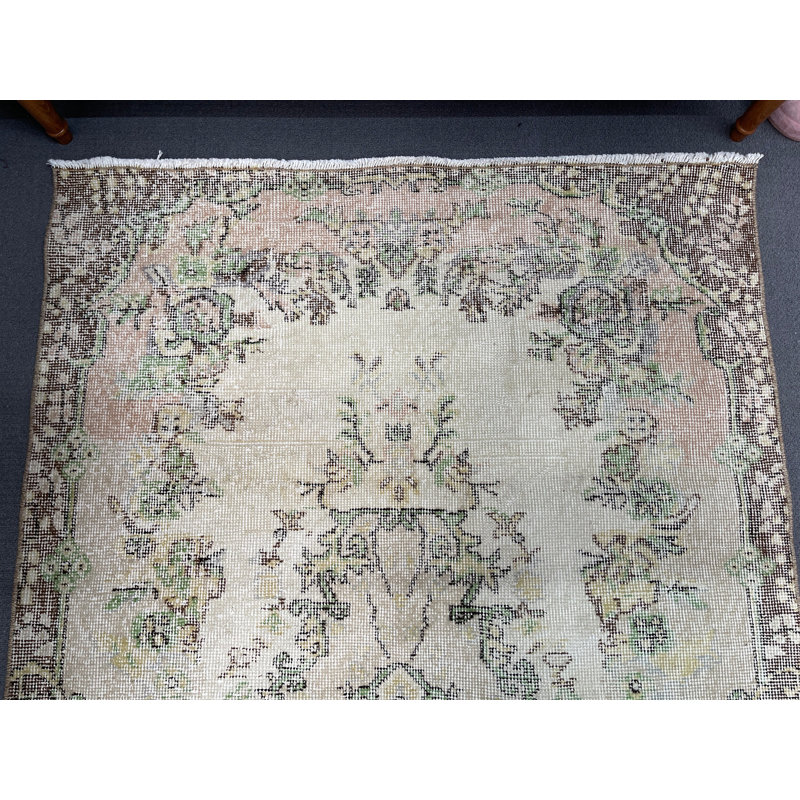 Vintage Wool Patchwork Rug, 70.1x112.2 Inch Beige Rug