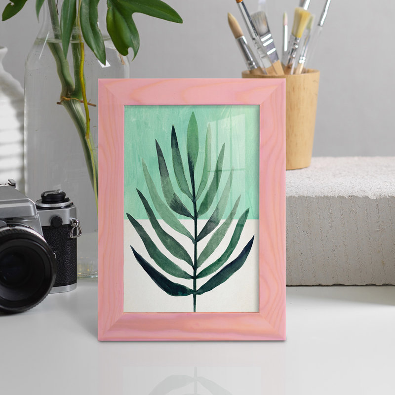 Verging Palm III, encadré sur papier, L 4 po x H 6 po x P 1 po, Encadré rose