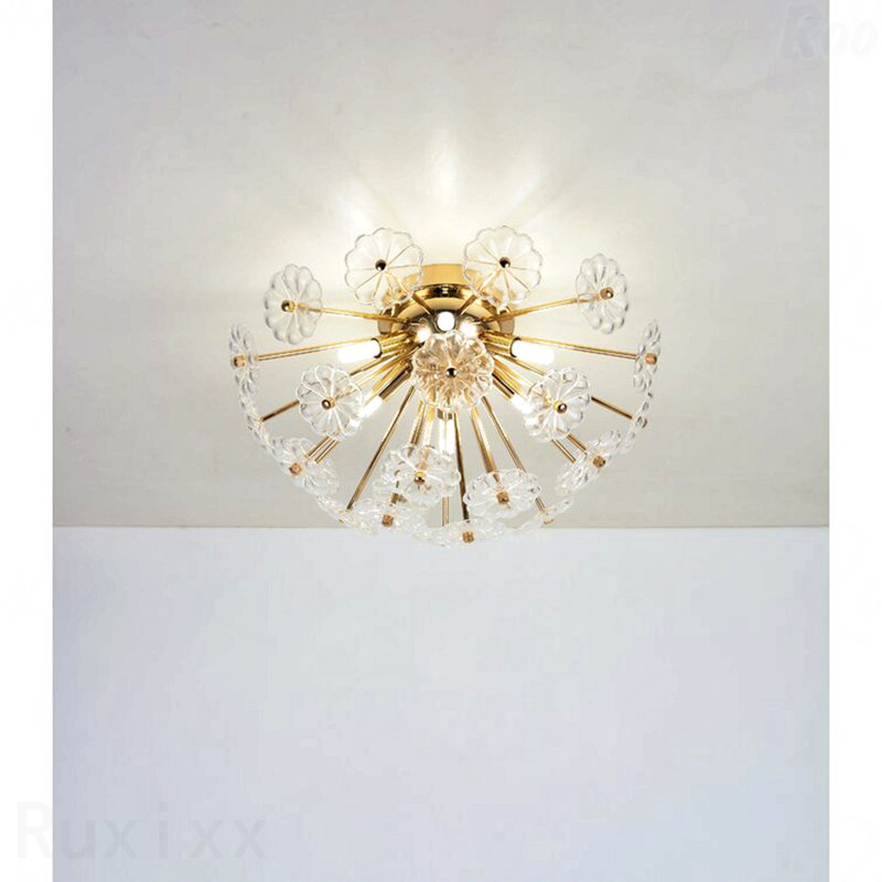 Lustre moderne semi-encastré à motif floral moderne pour le salon, la chambre à coucher