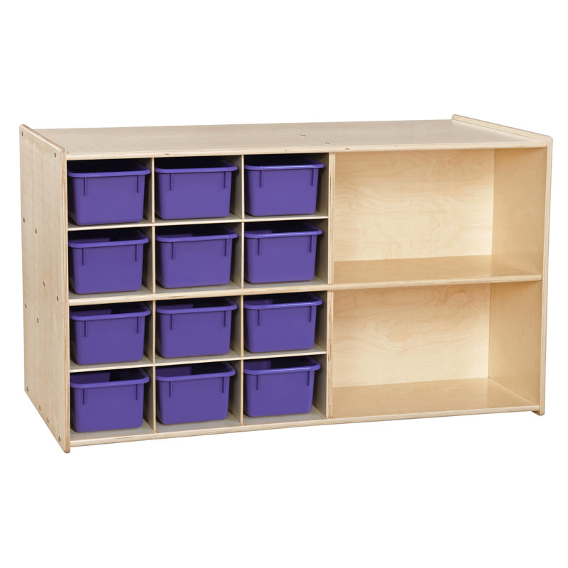 Étagère double face à 14 compartiments, Mauve, Oui