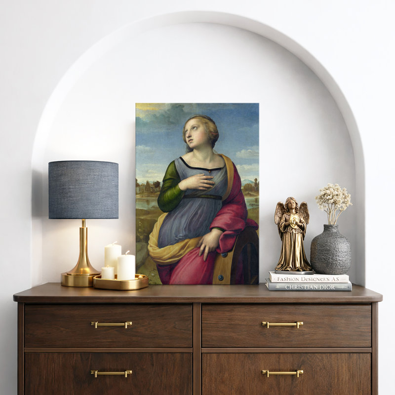 «Saint Catherine Portrait Art», art féminin de la Renaissance, reproduction d'art sur toile encadrée, Toile tendue