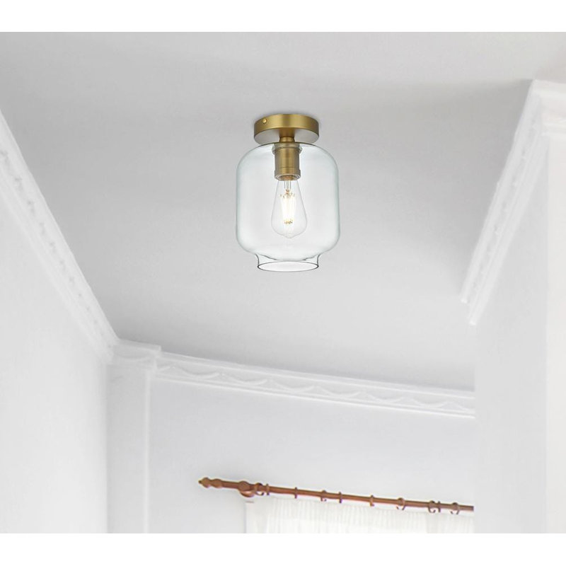 Drinkard Glass Flush Mount, Clear, Satin Gold