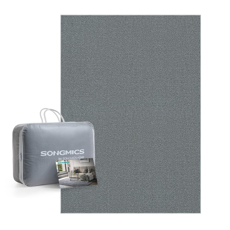 Solid Colour Machine Tufted Shag Area Rug, Dove Grey, Rectangle 120 x 170cm