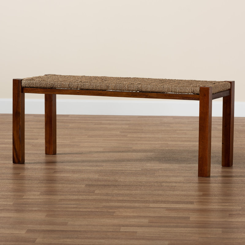Caelab Wicker/Seagrass Mahogany Wood Bench
