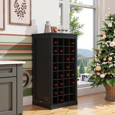Modular 32-Bottle Wine Bar Buffet Storage Cabinet