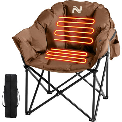 Heated Camping Chair Oversized, Outdoor Portable Heated Folding Chairs, Heated Foldable Chair Seat Supports 500 lbs, Heating Chair for Outdoor Sports,