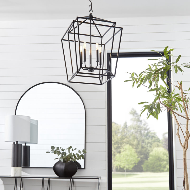 Sonnenberg 5 - Light Dimmable Lantern Chandelier, Noir, 26.5" H x 18" W x 18" D