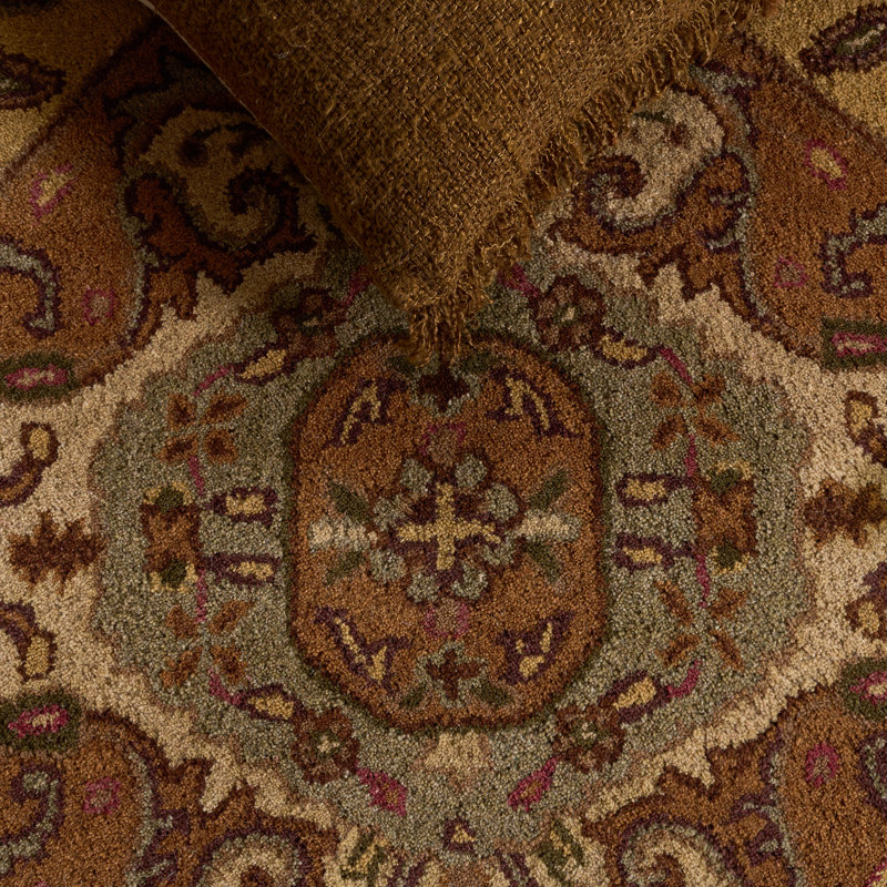 Wahcheechee Hand Tufted Wool/Cotton/Latex Oriental Rug in Rust/Ivory, Rectangle 6' x 9'