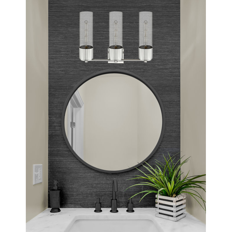 Éclairage pour meuble-lavabo mural 3 lumières 12 "Bolivar, Bullé, Nickel satiné
