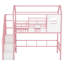 Lit mezzanine simple en métal avec toit de maison de jeu et boîte de rangement intégrée-1198812419