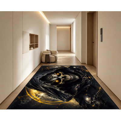 Tapis Gothic Reaper Skull, motif de fantaisie d'horreur foncé, artistique audacieux, lavable à la machine, envers antidérapant, tapis d'intérieur Moody pour salon, chambre à coucher, caverne d'homme, appartement