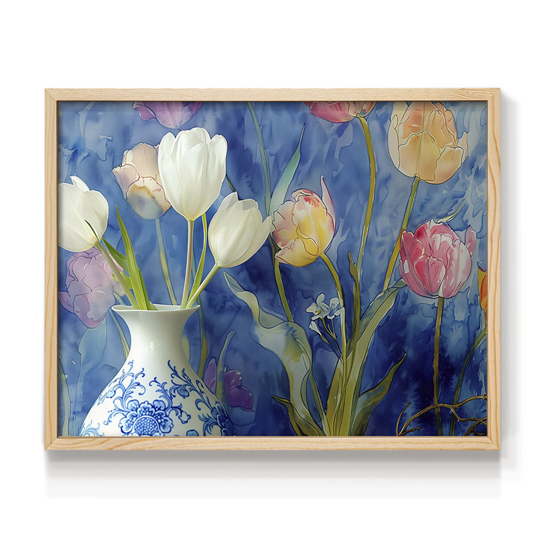 Série florale - CX III - Reproduction encadrée - Restickable, H 8 po x l 10 po, Naturel