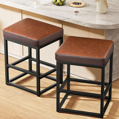 Counter Height Bar Stools Set of 2, 24" Barstools for Kitchen Countertop