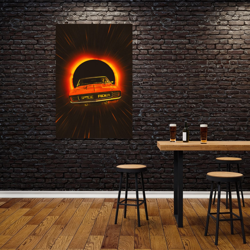 Art mural rétro surréel The Space Rider, H 60 po x l 40 po