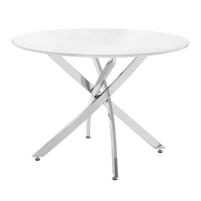 Table de salle à manger ronde avec plateau en faux marbre et pieds en métal, conception ultramoderne pour plateau à 4 pieds, option