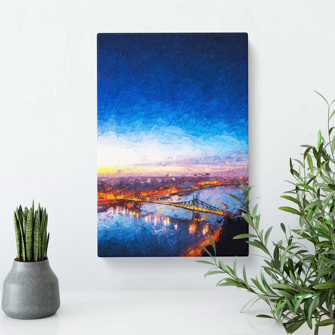 Budapest Skyline in Hungary in Abstract - Wrapped Canvas