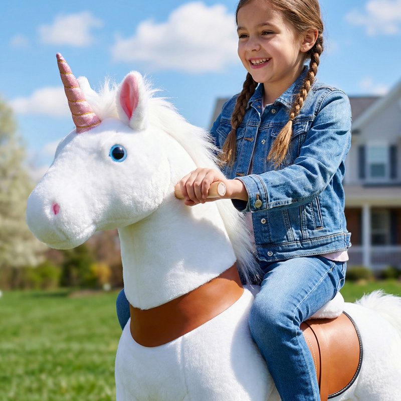 Model U Ride On Unicorn, Blanc, Size 4 for Age 4-7