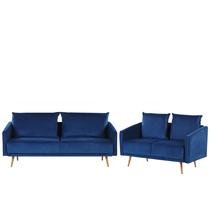 Christy 2 - Piece Velvet Living Room Set, Navy Blue