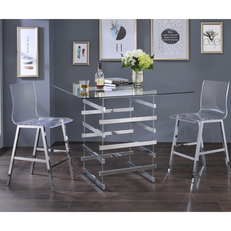 2 chaises transparentes à hauteur de comptoir avec base - élégantes pour diverses salles à manger