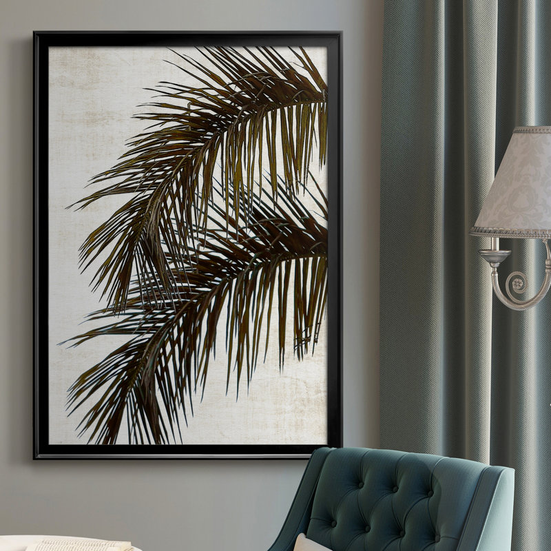 Palm II - peinture sur toile encadrée, Cadre noir, H 26,5 po x l 36,5 po x P 1,5 po