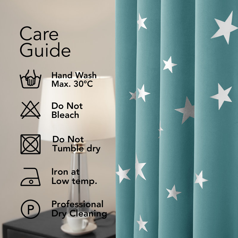Manzanita Eyelet Room Darkening Thermal Curtains, 117cm W x 214cm D, Sky Blue