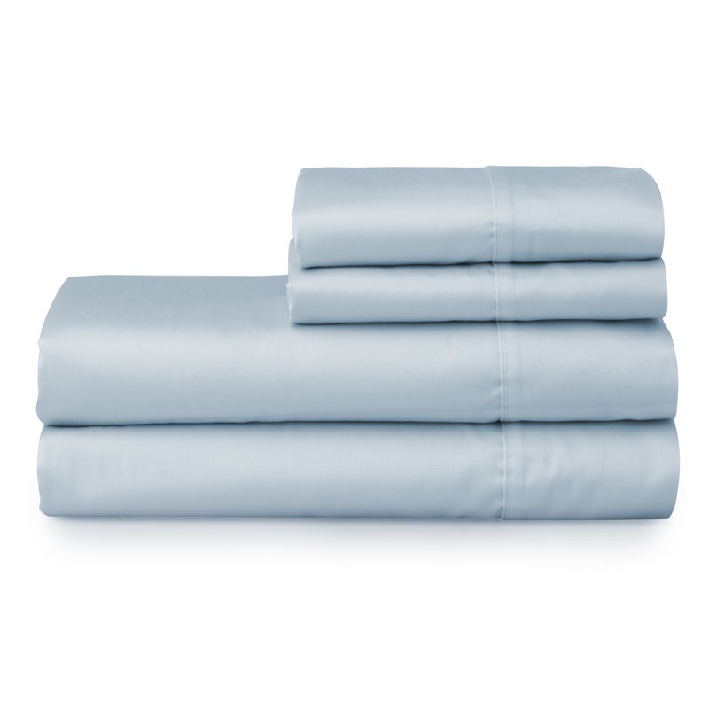 Ensemble de draps 100% coton 500 fils, Bleu poudré, Grand