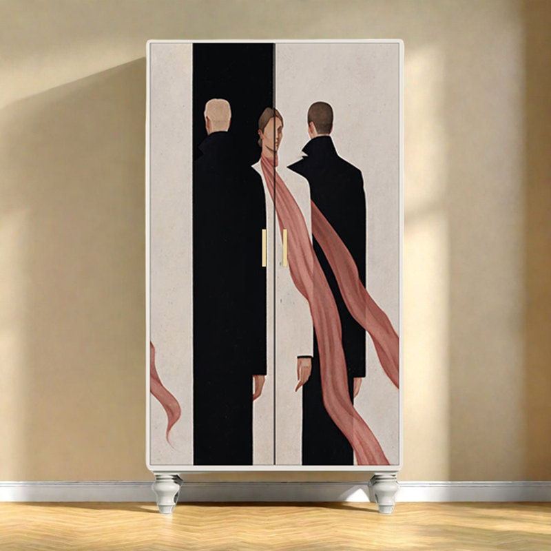 Garde-robe moderne pour chambre double, Ivoire / blanc / noir