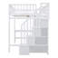 Lit mezzanine double avec bibliothèque, tiroirs, bureau et garde-robe - blanc