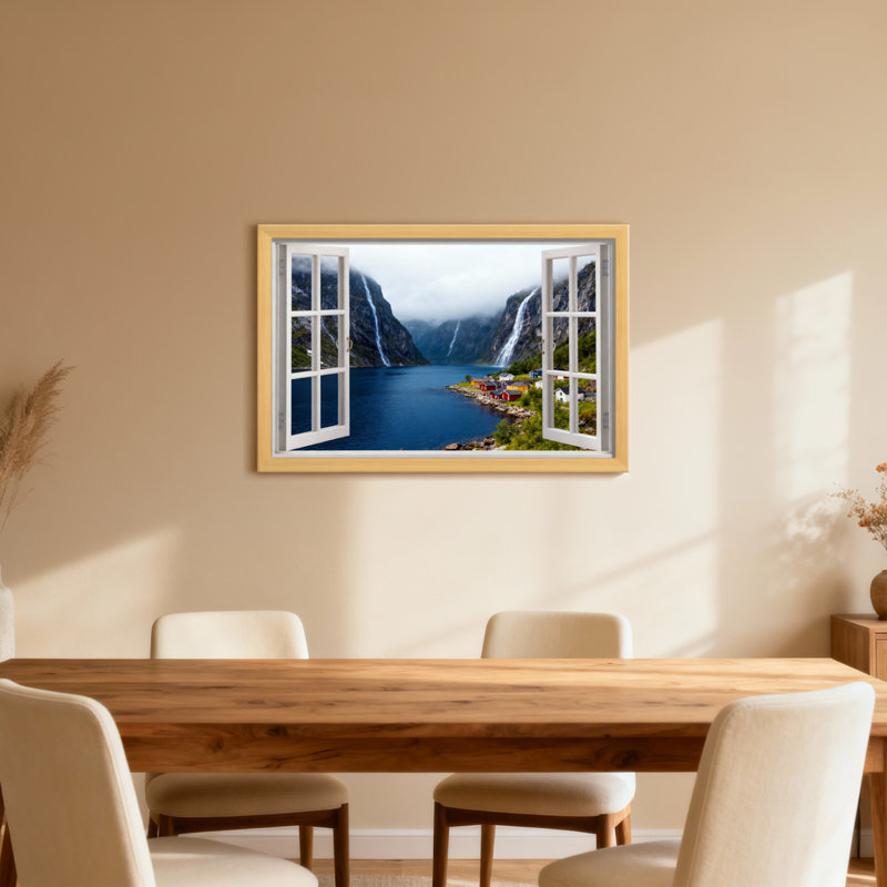 Cadre de fenêtre paysage et nature, H 24 po x l 16 po, Toile tendue, Ne s’applique pas