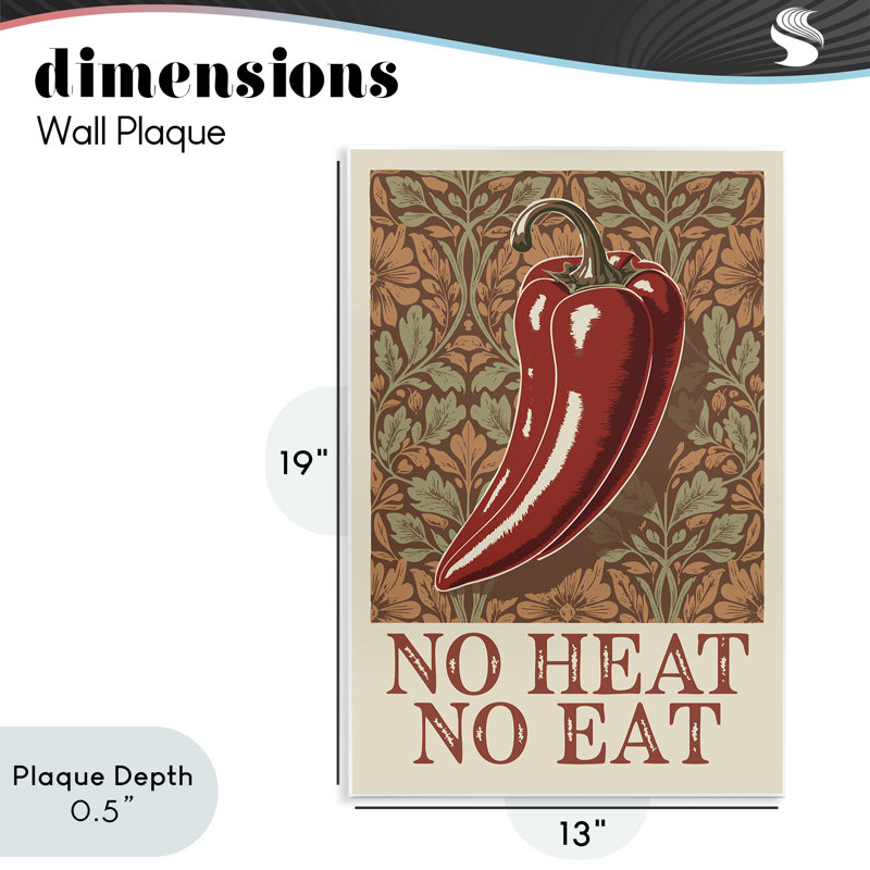 Plaque murale No Heat or Eat Pepper, design par Andreas Magnusson, H 19 po x l 13 po