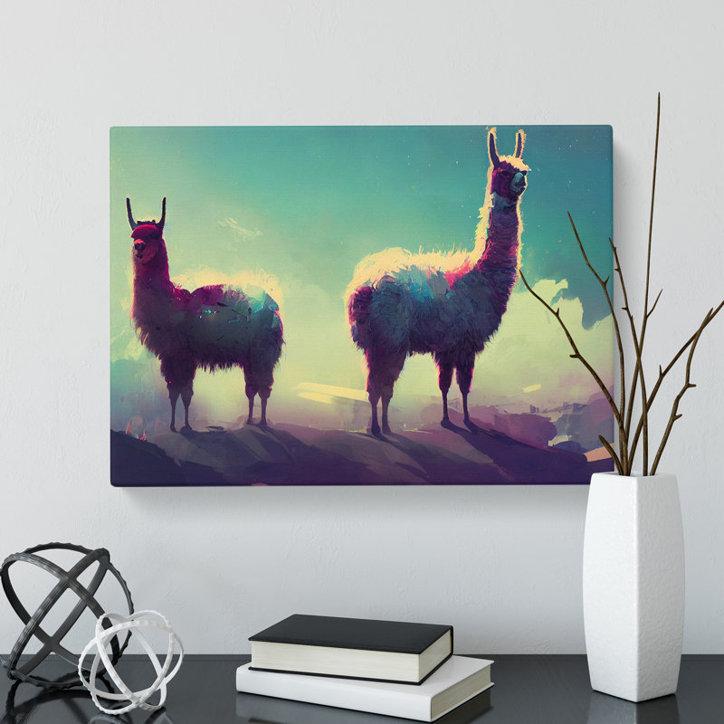Llama Art Painting Vol.2 Abstract - Wrapped Canvas Print, 35cm H x 50cm W x 3cm D