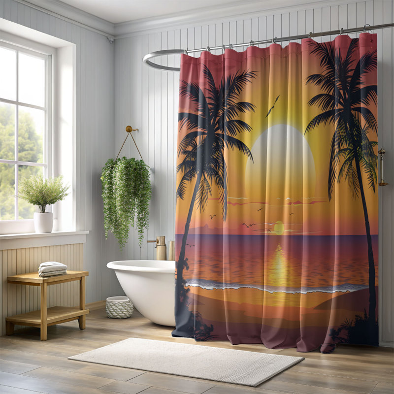 Rideau de douche Seaside Sunset - Premium, H 74 po x l 71 po